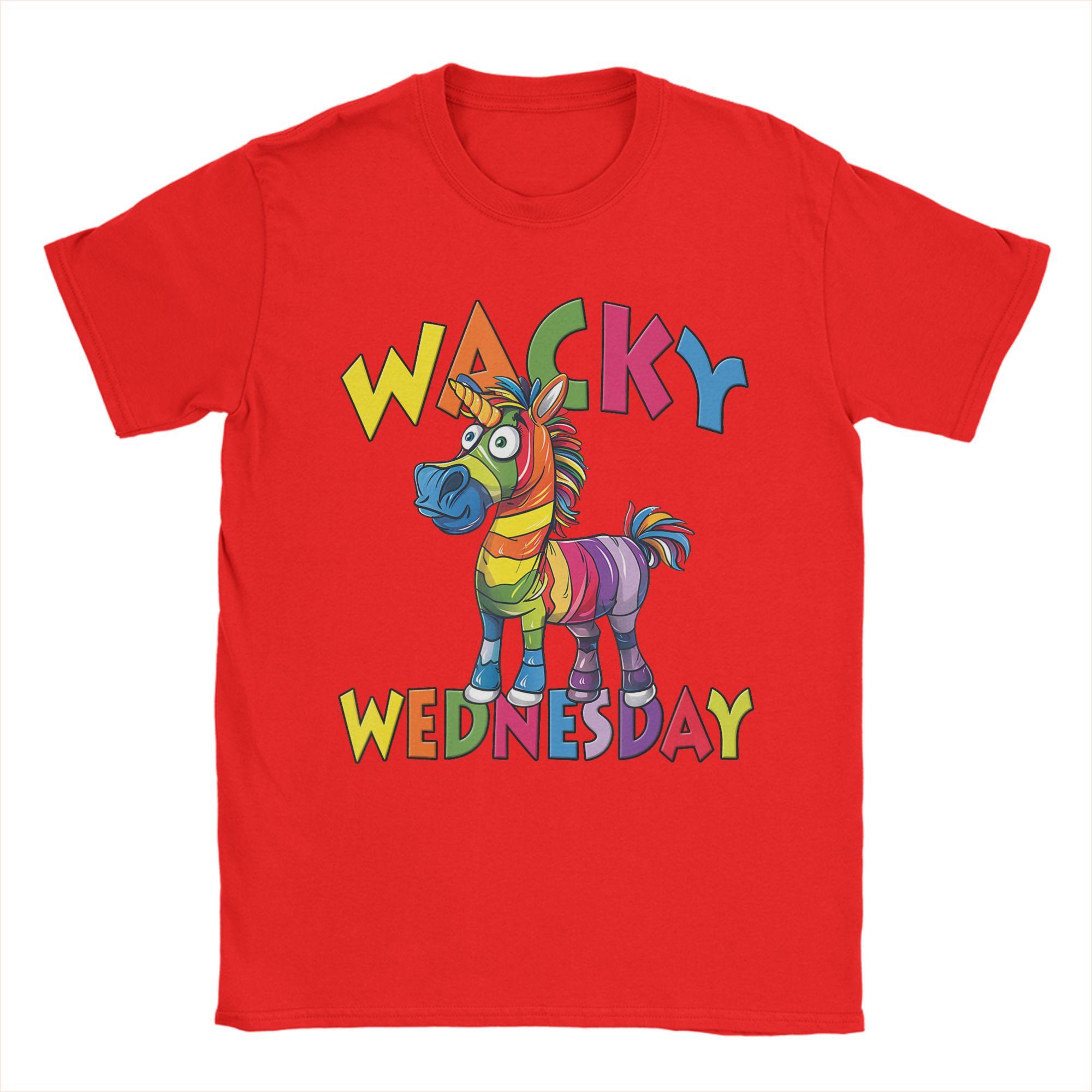 

Unisexs Wacky Wednesday Spirit Week Party Day T Shirt Cotton Tops Leisure Short Sleeve Crewneck Tees Original TShirts S