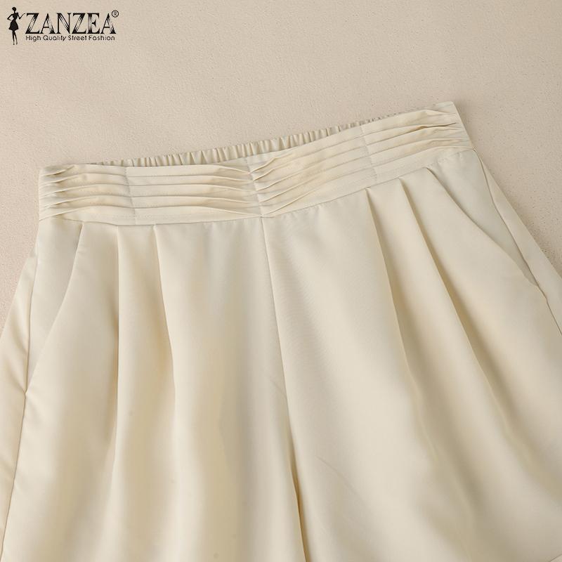ZANZEA Women Casual Elastic Waist Loose Summer Shorts
