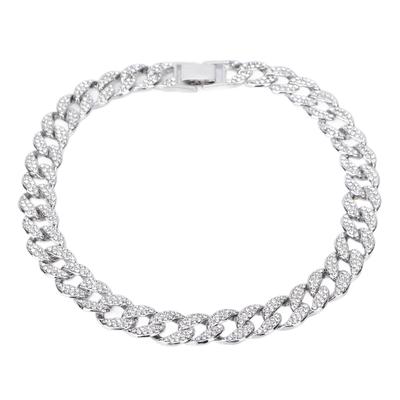 Mens Cuban Necklace 16 Inch Diamond Jewelry Hip Hop Necklace Miami Cuban Link ChainSilver