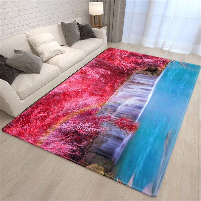 Wzór krajobrazu dywan do salonu duża mata na stolik kawowy 3D wodospad antypoślizgowa mata dekoracyjna na podłogę