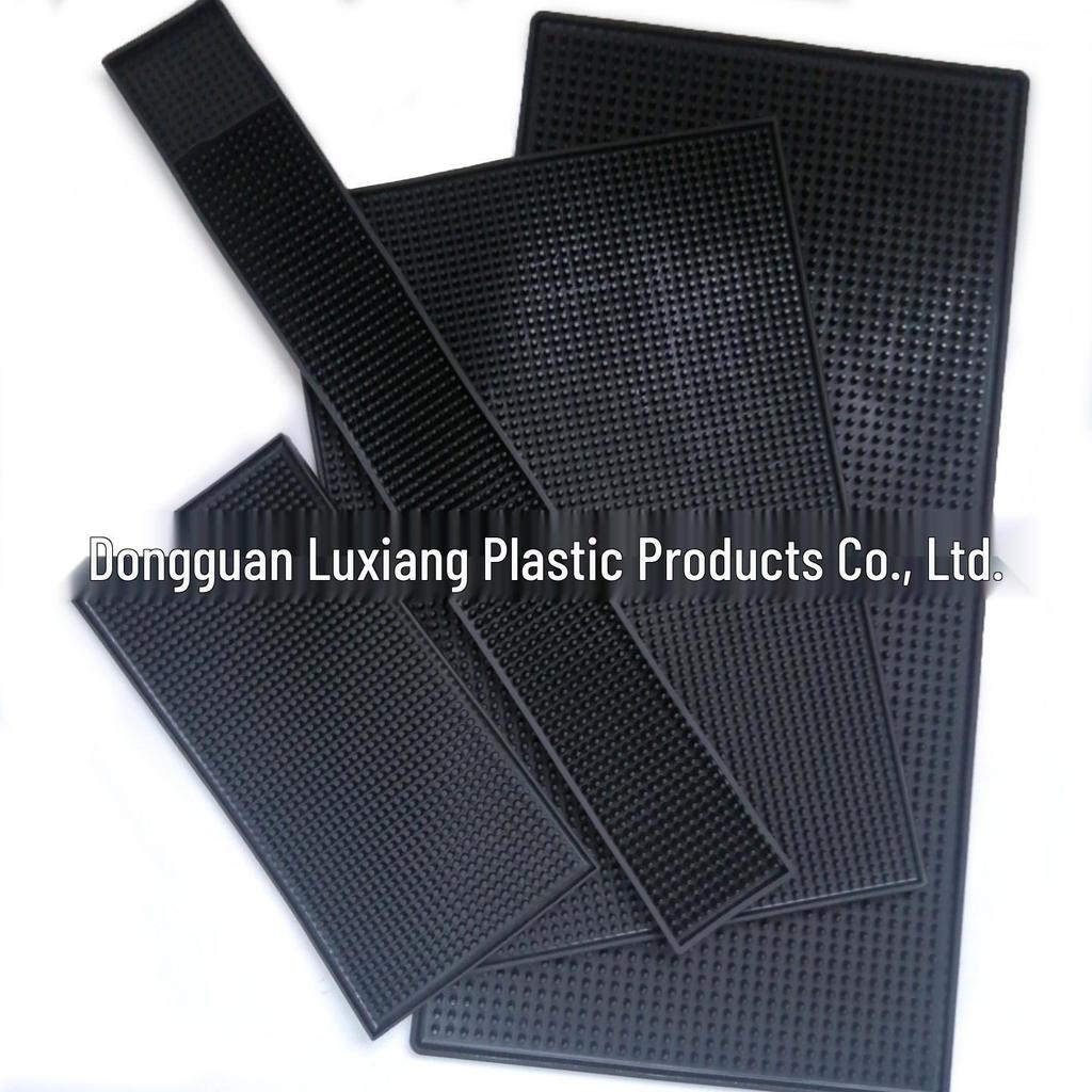 Black Non-slip Thickened PVC Bar Mat - High-end Soft Rubber Coaster