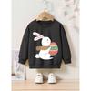 European sizes Cute Easter Bunny Wearing Scarf Print, Kid's Casual Comfy Round Neck Long Sleeve Sweatshirt For Daily And Outdoor Wear