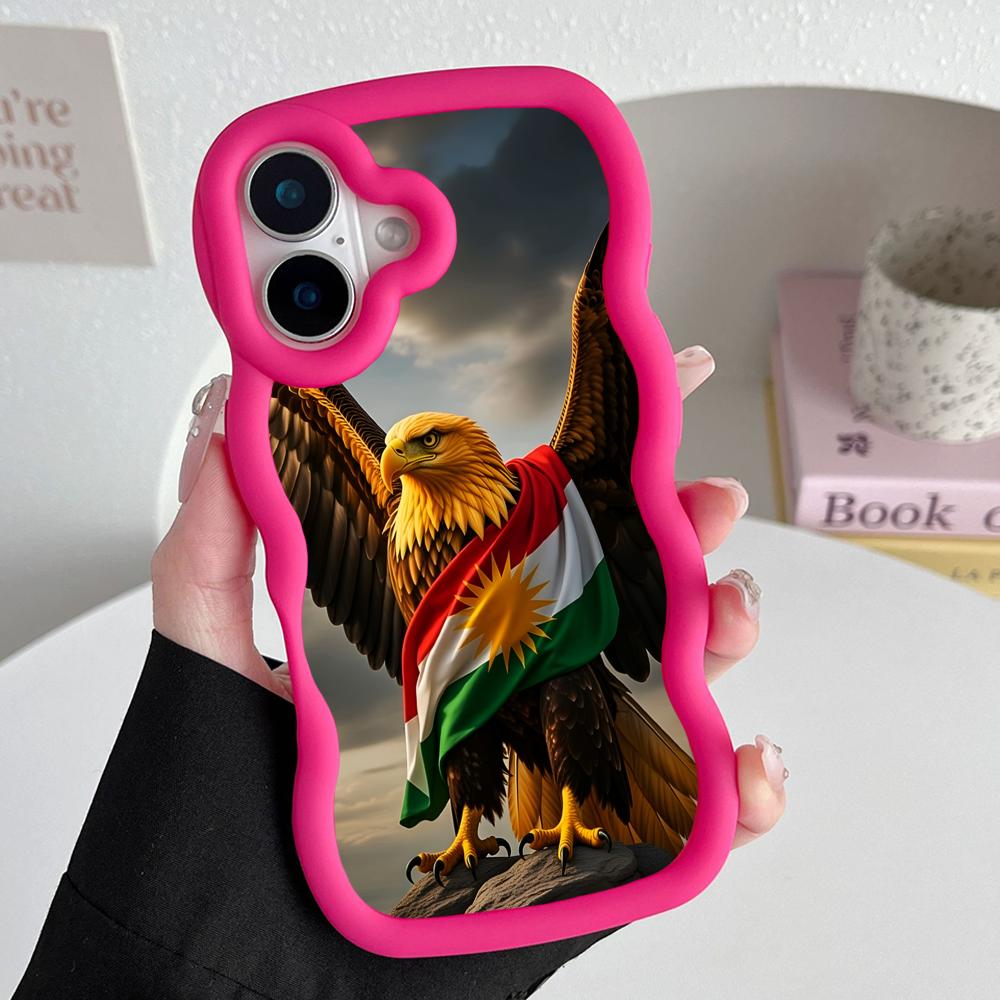 Kurdistan Flag Wavy Edge TPU Mobile Phone Case for iPhone 17 16 15 14 13 12 11 Air Pro Max Plus Colorful Cover
