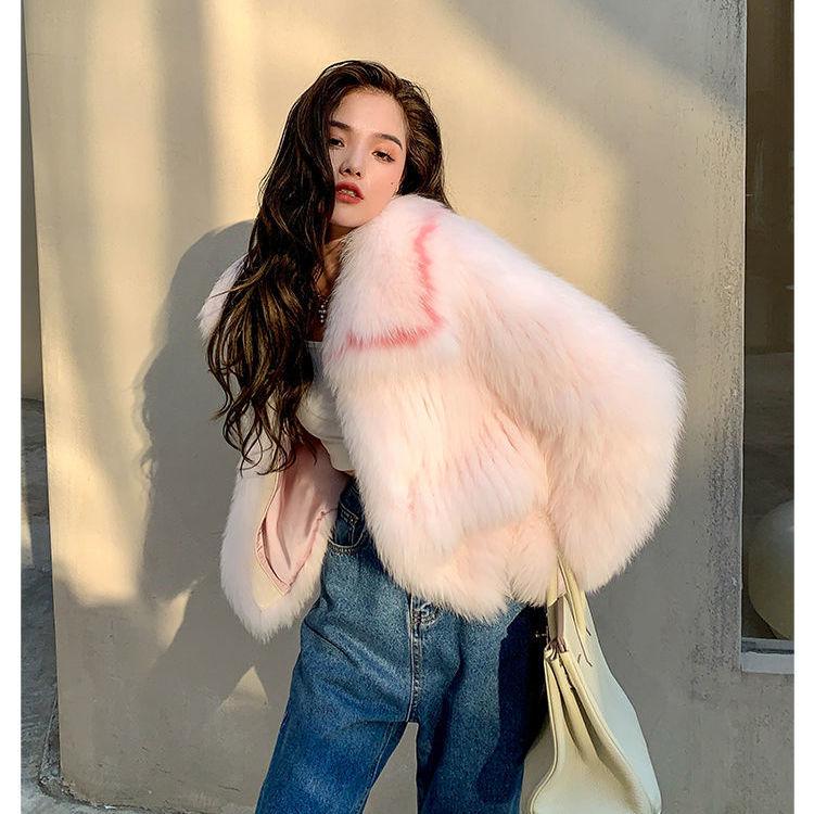 

Модная меховая шуба для женщин, короткий стиль, экологичный мех лисы, осень и зима, новое свободное пальто, трендовое One Size