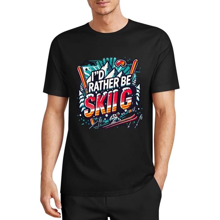 Soft Cotton Short Sleeve T-Shirt Casual Fit I d Rather Be Skiing Shirt XXXXXL разноцветный