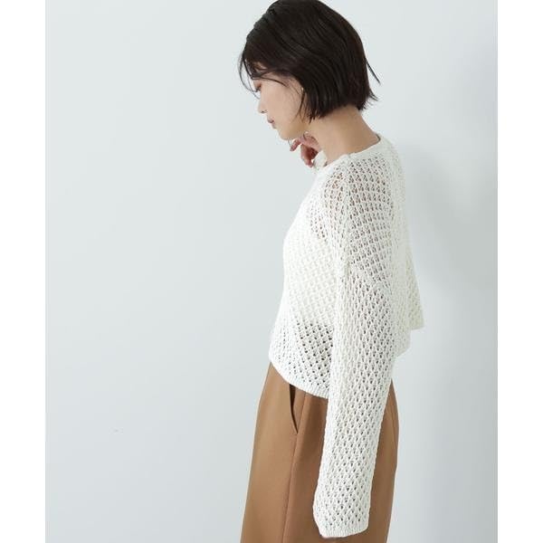 Beauty Mesh Blue [Natural Basic] Sweater, Lamé Knit,