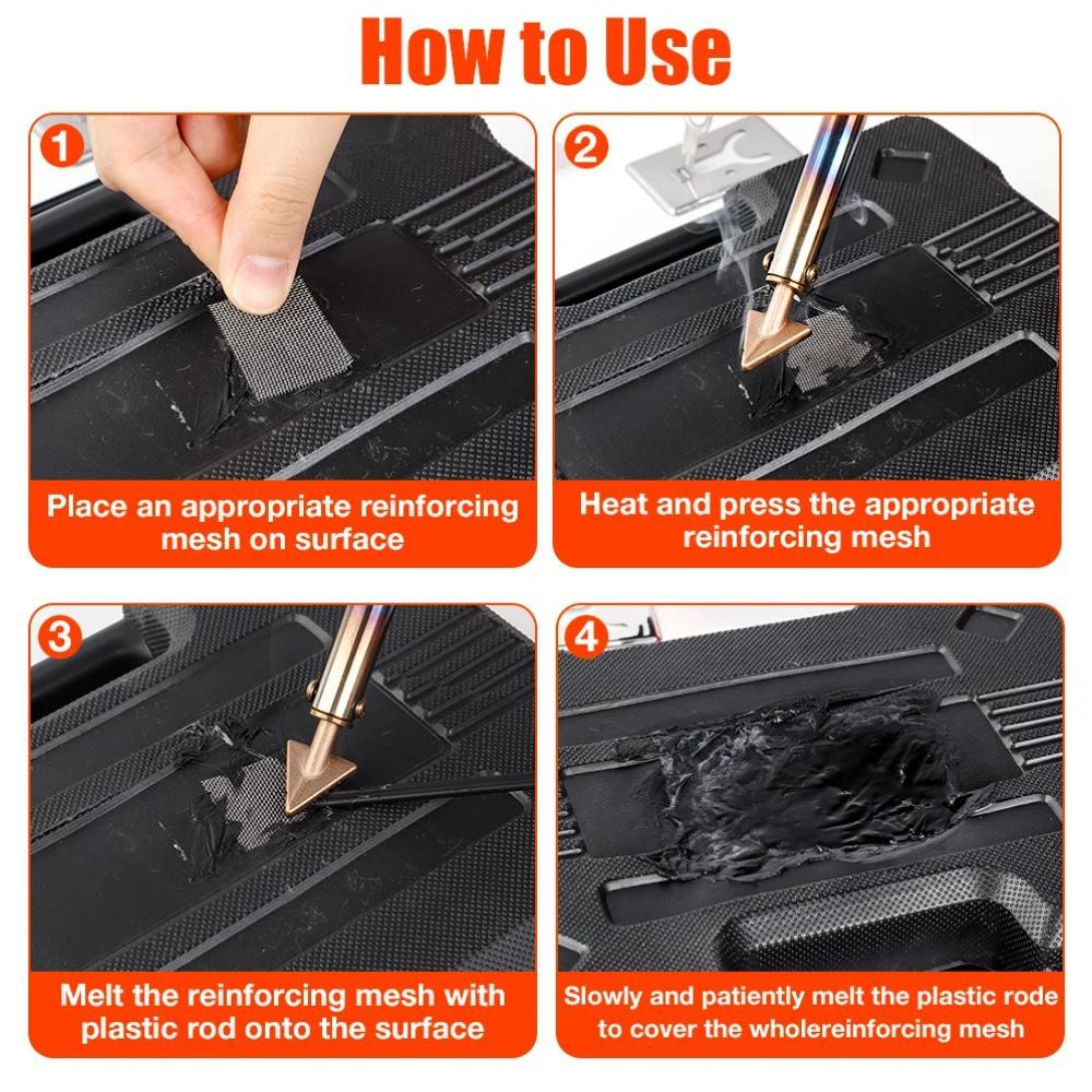 Pro Plastic Repair Soldering Iron 220V/110V for Car Bumper & Damaged Plastic Temperature Adjustable Include PP/PE/ABS/PVC Solder