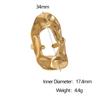 Gold Color Stainless Steel Rings for Women Men Retro Irregular Hammered Hollow Open Rings Waterproof Jewelry Party Gift