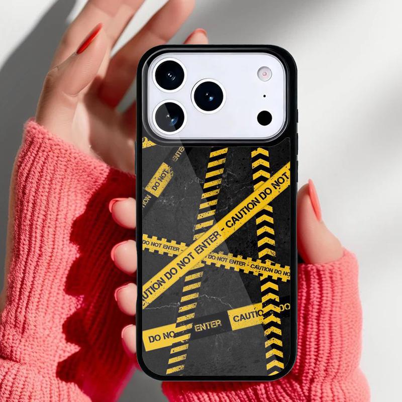 Caution Yellow Phone Case for iPhone 17 16 15 14 13 Pro Max Back Cover for 12 11 Pro Coque