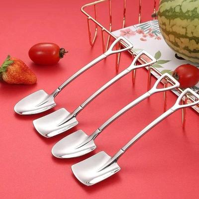 1PC Stainless Steel Shovel & Point Spoons Coffee Tea Spoon Ice Cream Dessert Tip Scoops Cutlery Tableware Set Kitchen Tools