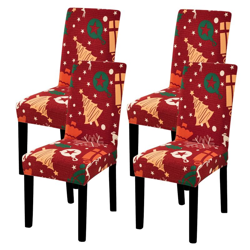 34 Color Christmas Chair Covers Dining Room Stretch Seat Protector Chair Covers for Kitchen Office Hotel Banquet Ceremony Party 2/4/6 Pieces