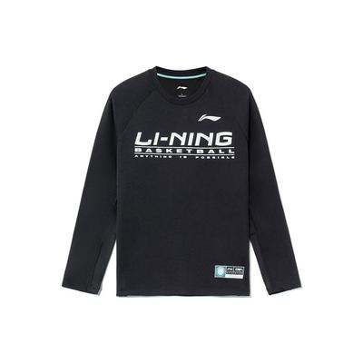 Li Ning Seria Cba Koszulka z nadrukiem logo, z okrągłym dekoltem, męska, czarna ATLR099-2