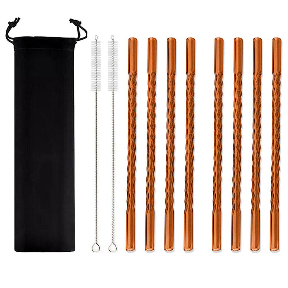 11Pcs Reusable Glass Straws Eco-friendly Drinking Straws for Smoothie Milkshakes Tea Juice Cocktail Straw with Brush Multi-Color