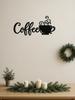 Arte de Pared Metálico Negro Café Vintage, Letrero de Hierro Retro para Cafetería, Decoración de Cocina y Bar