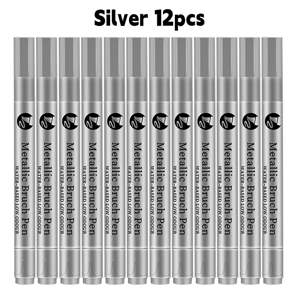 1-12 Stück Metall Weicher Kopf Permanent Wasserbasierter Marker Stift Malen DIY Kunstschaffung Signatur Kunst Grußkarte Schülerbedarf