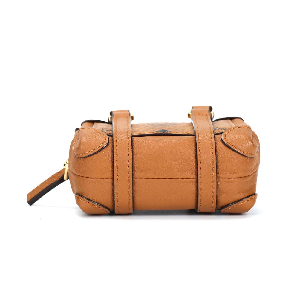 MCM Cognac Visetos Monogram Mini Crossbody Bag with Top Handle & Detachable Strap for Daily & Casual Use