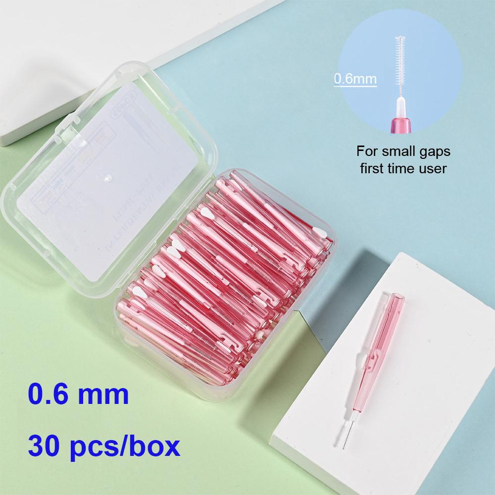 30Pcs Box Push Pull Interdental Brush Teeth Cleaning Orthodontics Oral Care Dental Tool Floss Toothpick Orthodontic Tooth Brush