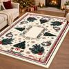 Christmas Atmosphere Cute Puppy Large Area Soft Carpet Cozy Foliage Red Berry Border Living Room Rug Non-slip Washable Decor Mat