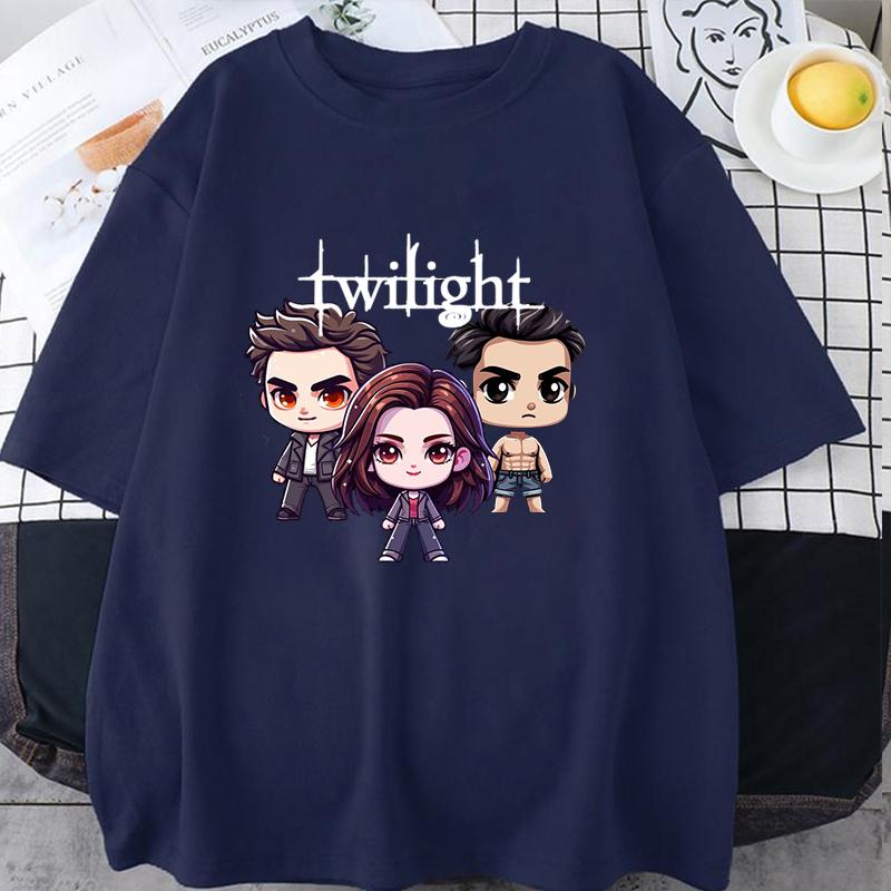 Nové Dámské Pánské Módní Tričko s Krátkým Rukávem Potisk Soumraku Ležérní Volné Letní Chladivé Tričko Topy