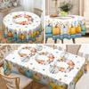 Vintage Pumpkin And Autumn Leaf Tablecloth, Turquoise Pumpkin Pattern Farmhouse Thanksgiving Table Decoration Autumn Home