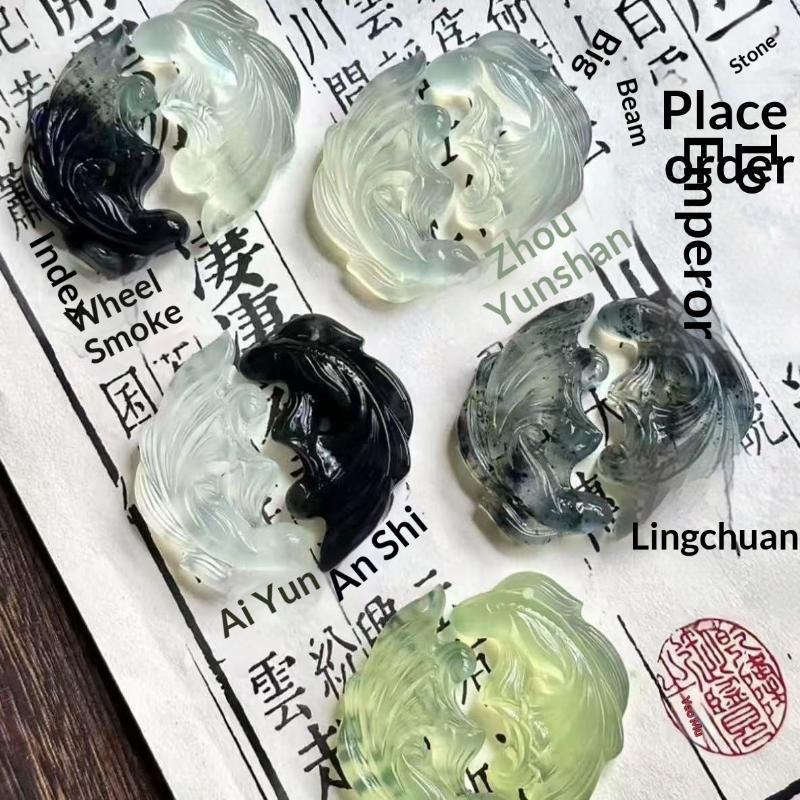 Synthetic Jade Carved Koi Fish Pendant Vintage Yin Yang Couple Necklace Ideal for Birthday Gift