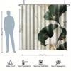 Chinese Lotus Shower Curtain Set - Traditional Painting Style, Polyester, Non-Slip Bath Mat, Toilet Seat Cover, U-Shaped Carpet