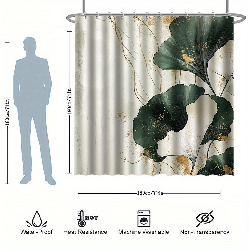 Chinese Lotus Shower Curtain Set - Traditional Painting Style, Polyester, Non-Slip Bath Mat, Toilet Seat Cover, U-Shaped Carpet