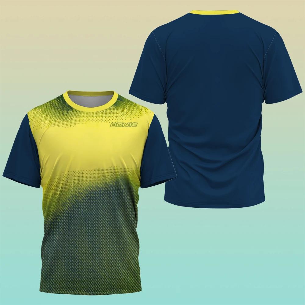 Summer Men's Table Tennis Training Uniform, Casual and Comfortable Sports Short Sleeved Top, 3D Printed O-neck Short Sleeved T-shirt