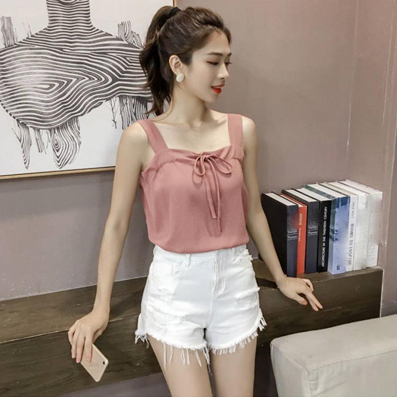 Camisole Women's Outer Wear In Blouse Summer with A Loose Design Sexy Off-the-shoulder Top Shirt