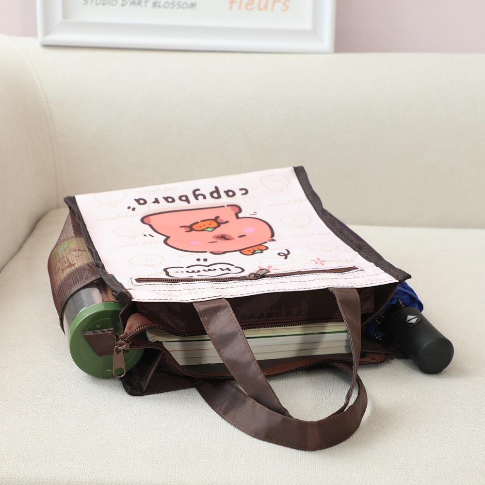 Large Capacity Capybara Handbag Double Layered Cartoon Storage Bag Children Tutoring Bag  Daily