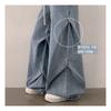 The Pink Women Neg String Diamond Pintuck Cat Wash Denim Wide Pants
