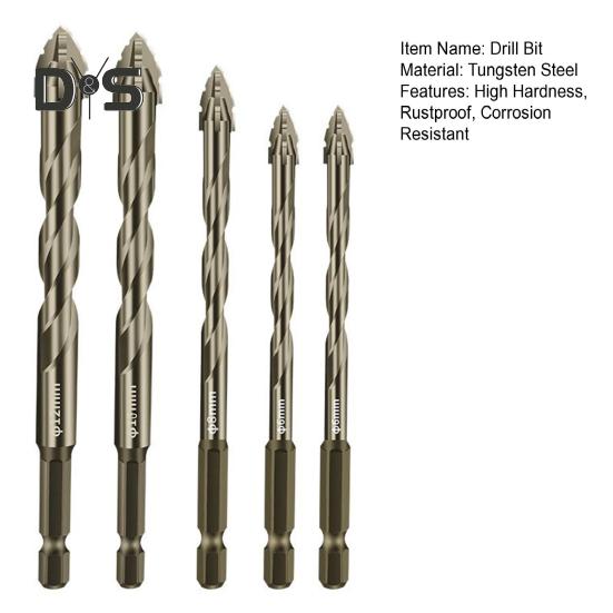 5Pcs Four-Edged Serrated Eccentric Drill Bits High Hardness Rustproof Corrosion Resistant Multifunction Drill Bit Set