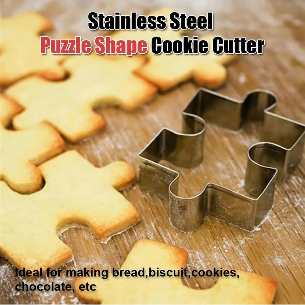 Stainless Steel Puzzle Cookie Cutter, Jigsaw Shape Fondant Mold, Baking Supplies for Xmas Birthday Party Gift