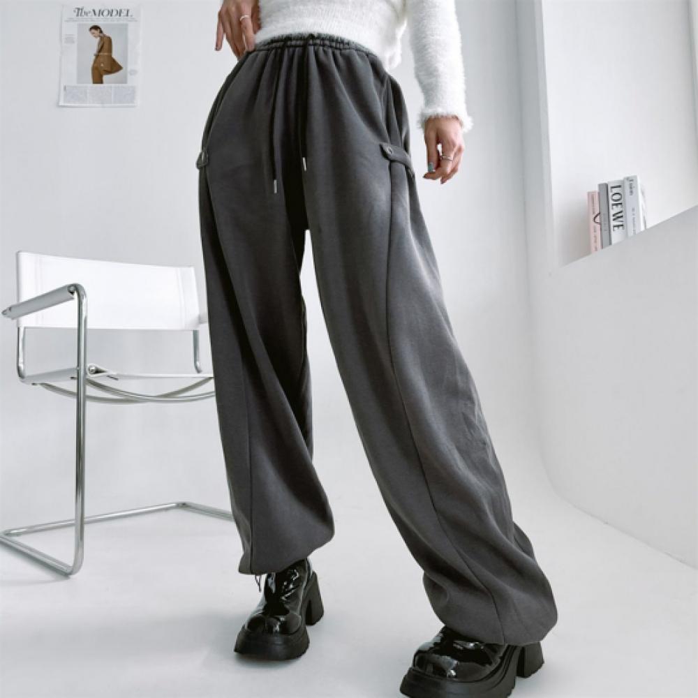 New Arrivals Open Run Side Snap Pintuck Wide String Pants