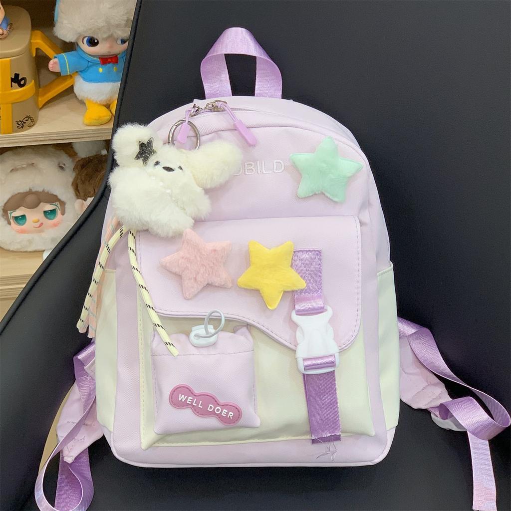 Schoolbag cute contrasting color student travel small schoolbag female dopamine high value children versatile lightweight backpack