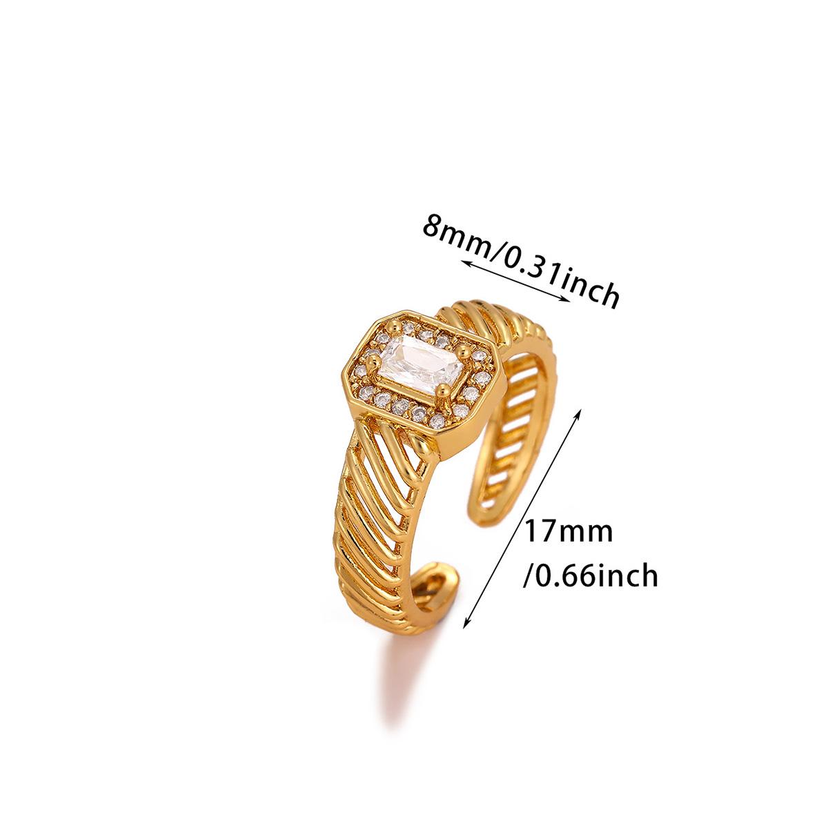 

Shiny Tiny Zircon Geometric Hollow Rings For Women Punk Gold Color Elegant Anillos Rhinestone Luxury Bague Jewelry Party Gifts resizable