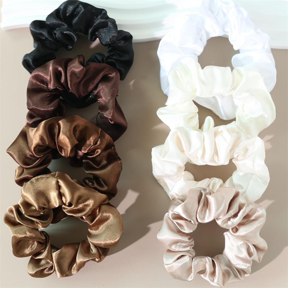 8 Stück/Set Satin Dickdarm Haarband Einfach und Vielseitig Französisches Kopfseil Pferdeschwanz Haarband Damen Haarschmuck