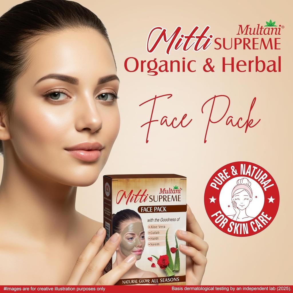 Multani Mitti Supreme Face Pack Powder 100 g Each Pack Of 3 For Oil Control Deep Cleansing Skin Care Face And Hair Mask