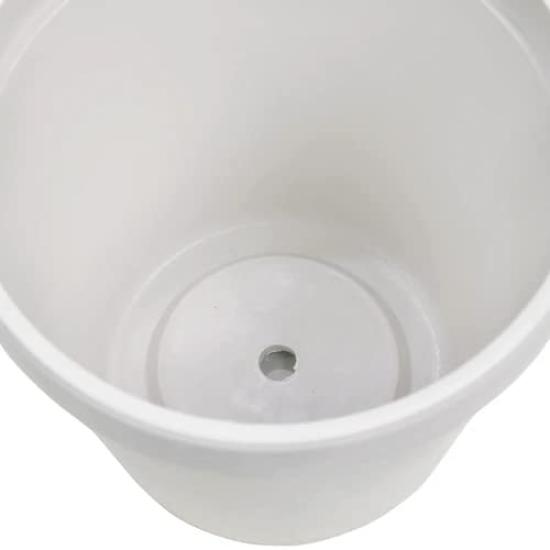 6 Pot Eco Pot 18cm Pot with Drain Hole Planter with Saucer Resin Plastic 6 6 Inch No. No. (White)