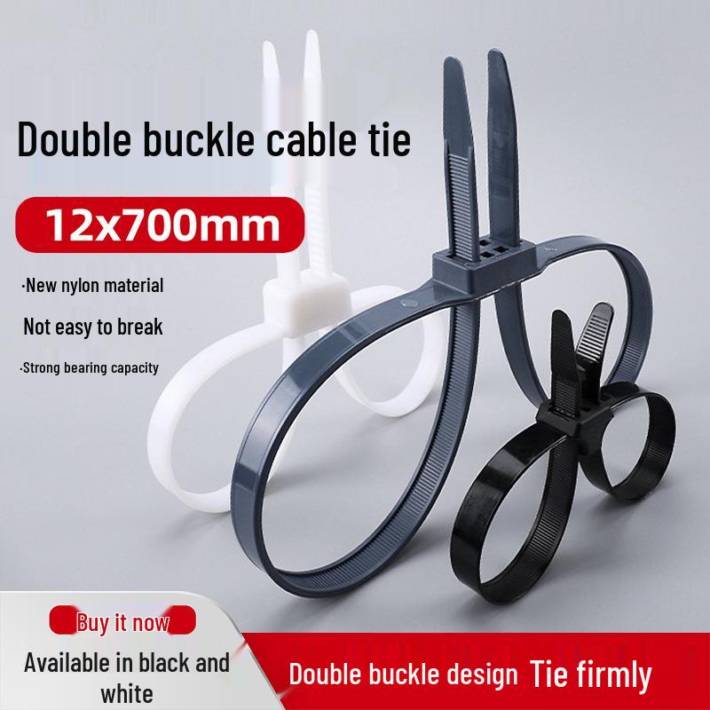 

Високоміцна нейлонова кабельна стяжка з подвійною пряжкою - Міцний натягувач для кріплення 12*500mm Black 1 piece