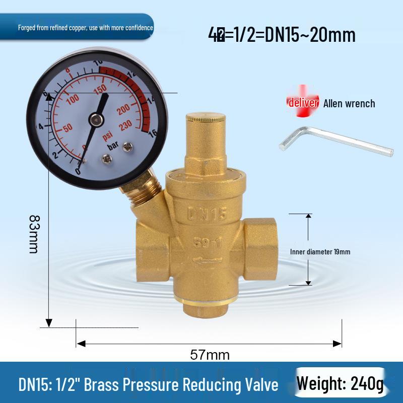 Adjustable Brass Water Pressure Reducing Valve for Heaters & Purifiers