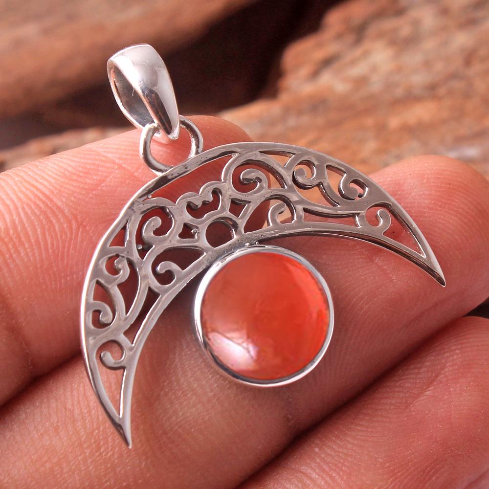 

Аметист Ларимар Лазурит Сердолик Драгоценный камень Луна Подвеска Стерлинговое серебро 925 пробы Ювелирные изделия ручной работы оранжевый