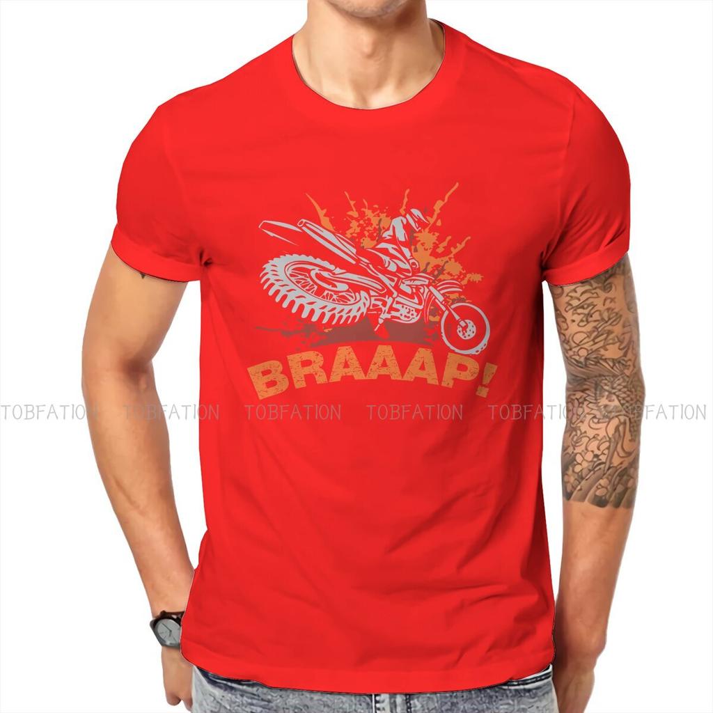 Braaap Dirt Bike Motocross O Neck Tshirt Enduro Cross Motorcycle Racing Fabric Classic T Shirt Mans Tops Fashion Oversized