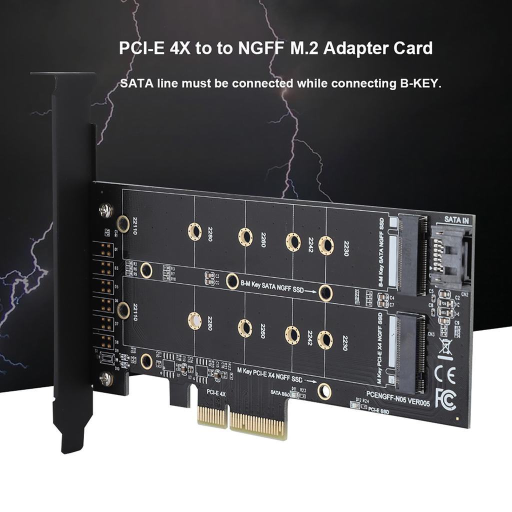 PCI‑E 4X auf M.2 NVMe SSD NGFF Adapterkarte B Key M Key Erweiterung Duale Schnittstelle