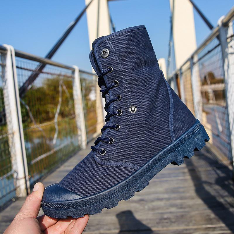 Botas Martin de Lona de Cano Alto com Sola Grossa - Sapatos Esportivos Outdoor da Moda