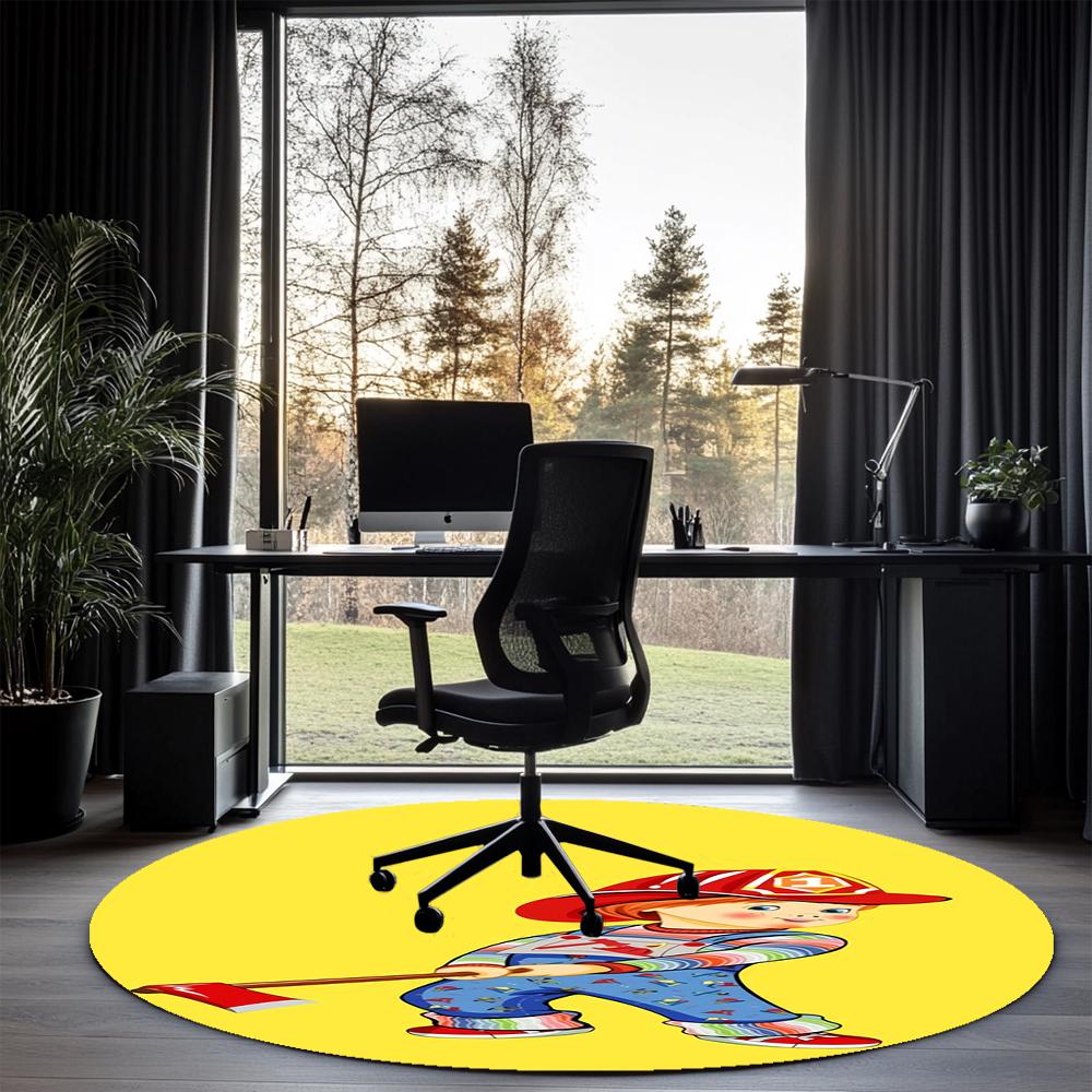 Chucky Printed Round Rug Carpet Chair Rug Area Rug Entryway Doormats,for Office Chair Living Room Bedroom Kitchen Room.