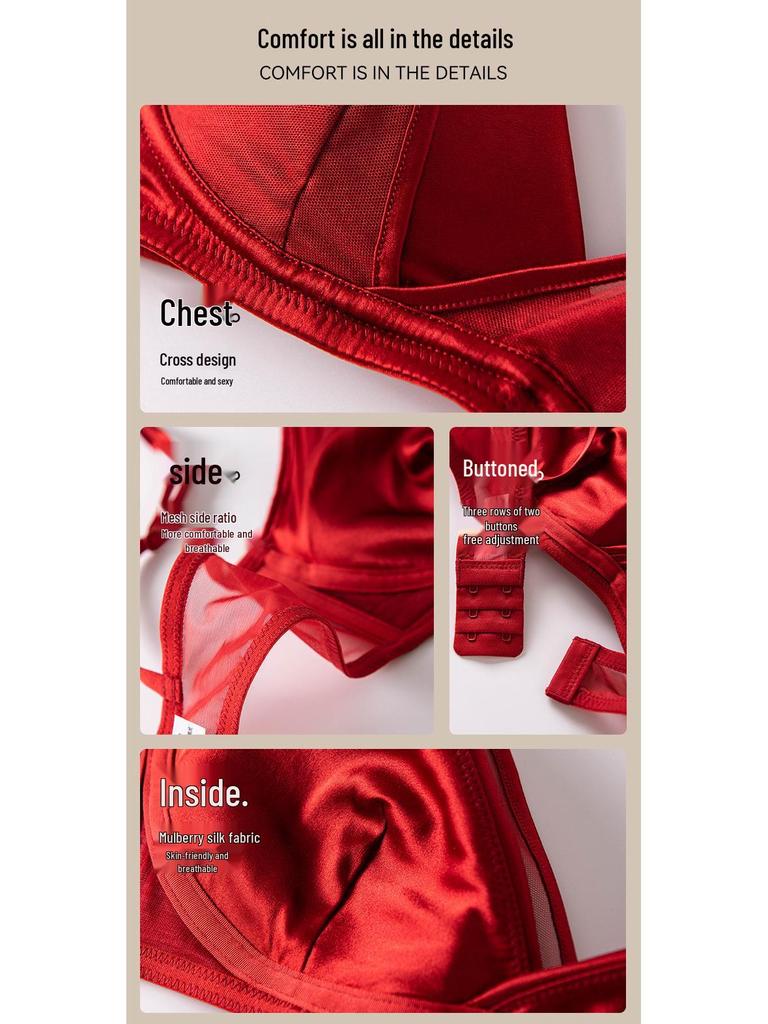 2025 Autumn New Women's Mulberry Silk Mid-Waist Triangle Panties - Sexy, Comfortable, Bias Cut