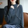 Early Autumn New Semi-high-neck Knitted Sweater, Long-sleeved Off-the-shoulder, Diamond-encrusted Design Base Layer Top