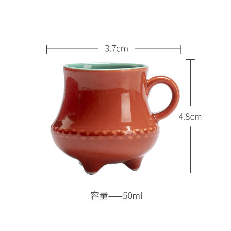 

2pc/lot Chinese Palace Museum Red Tea Cup Creative Three Legged Tea Bowl Beautiful Sample Tea Cup Women s Kung Fu Teaware 50ML