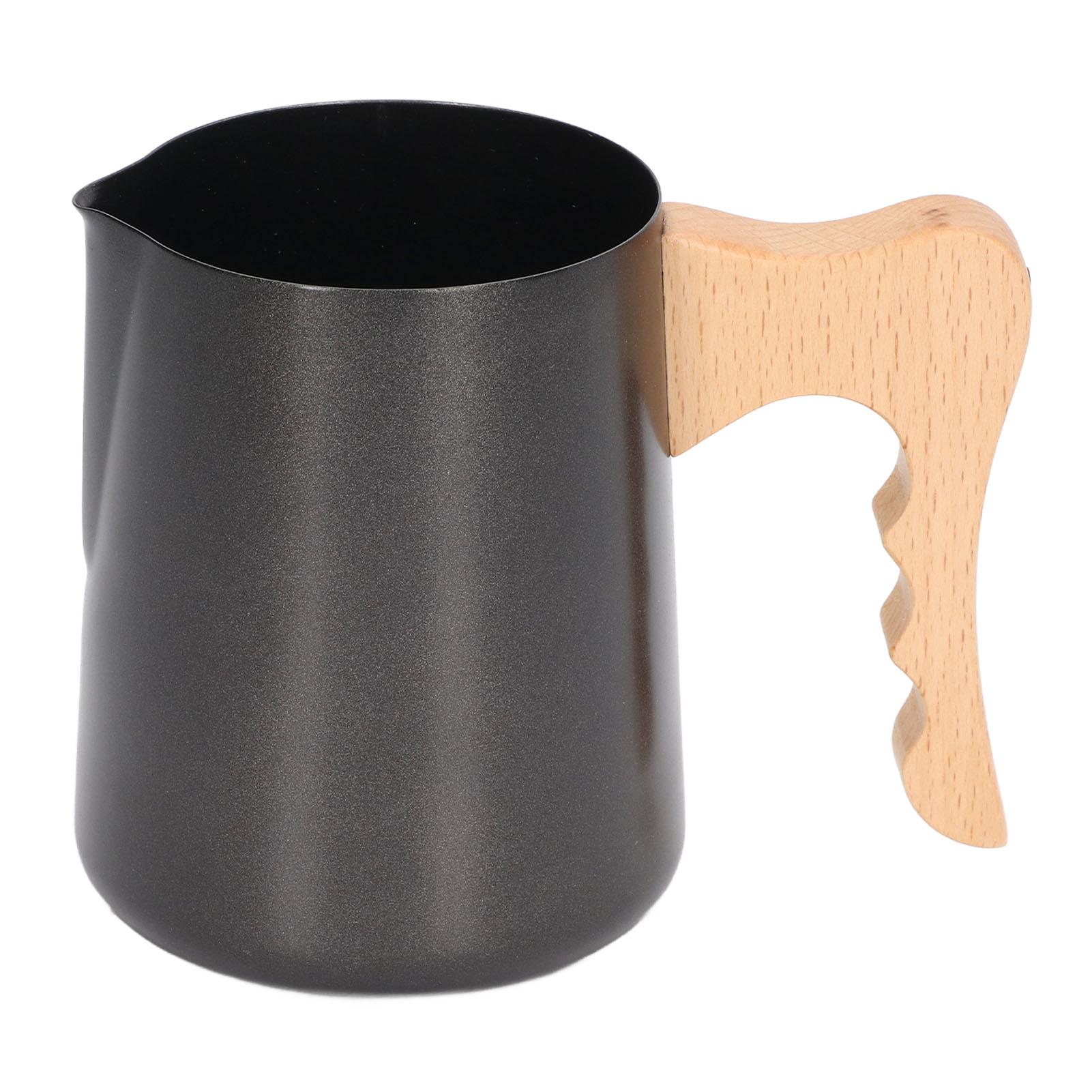 

600ml Coffee Pitcher Stainless Steel Beech Handle Eagle Mouth Type Outlet Coffee Frothing Cup